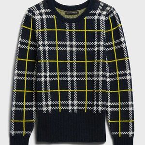 Banana Republic Plaid Aire Puff-Sleeve Sweater, Size Medium